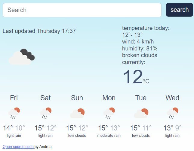 Java Script project weather app